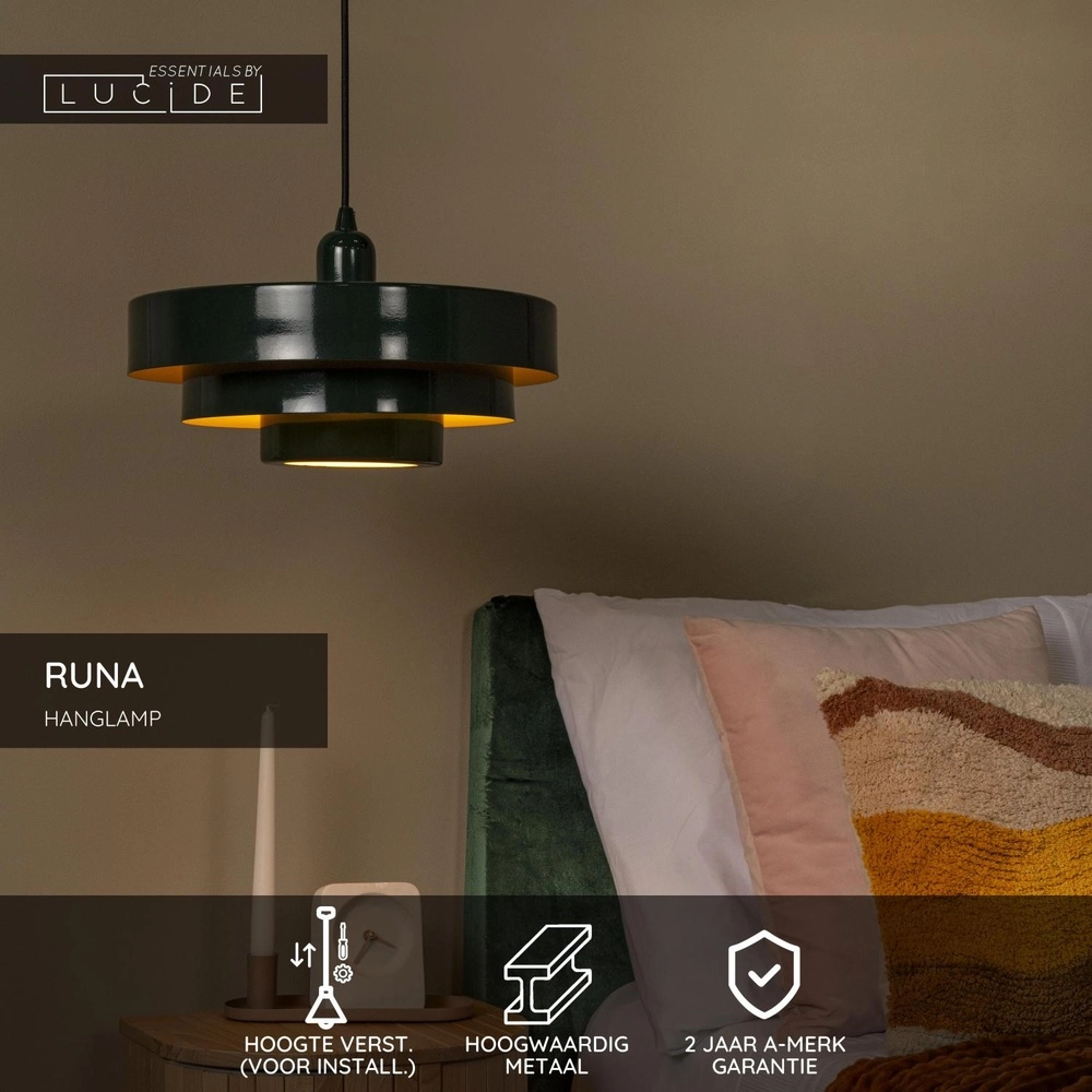 Design hanglamp Runa groen Ø 35cm Lucide 5411212212214