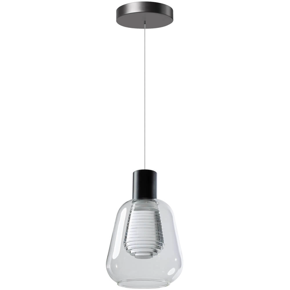 Glazen hanglamp Gary zwart met helder glas ETH 9900002611352