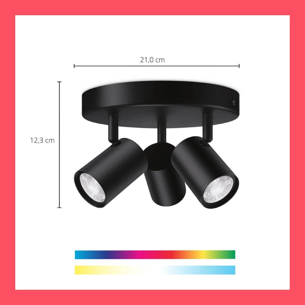 3-lichts opbouwspot Imageo smart - zwart WiZ 8719514554535