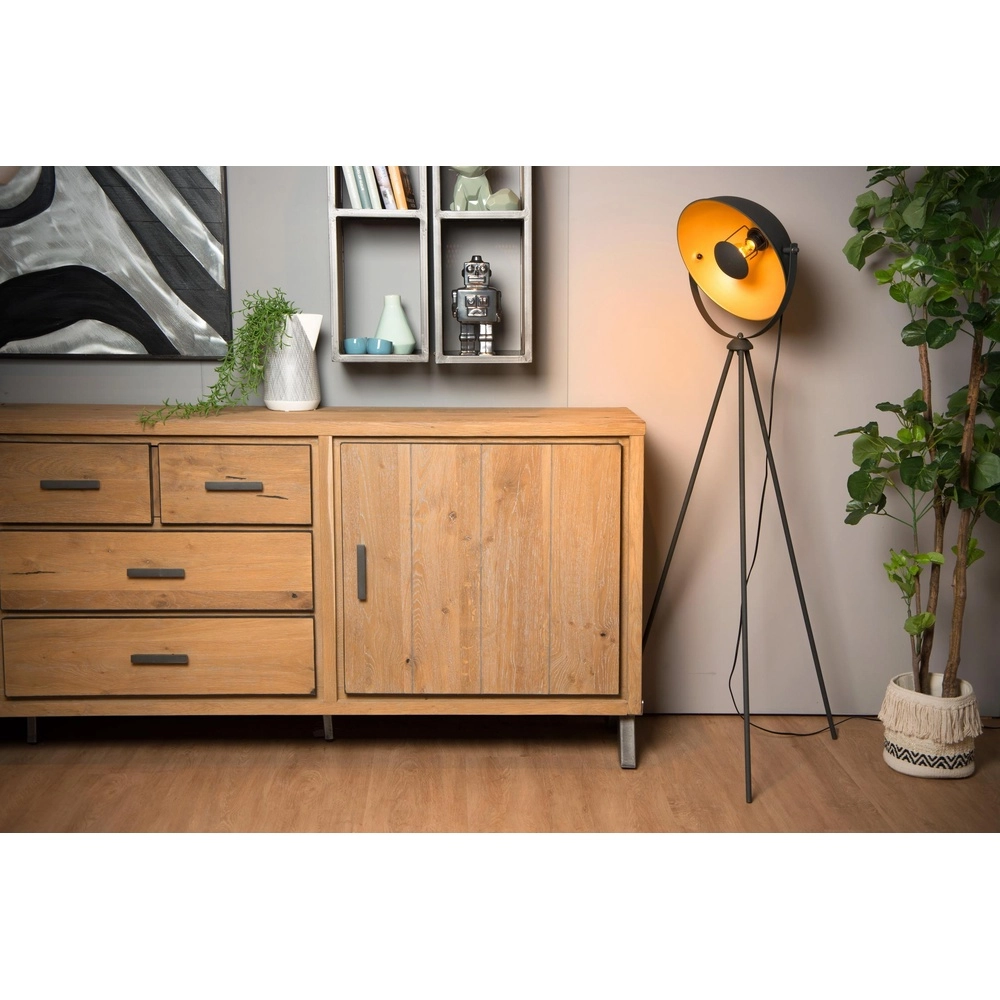 Industriële vloerlamp Alvaro zwart Lucide 5411212051202