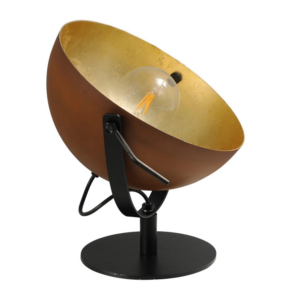 Stoere Industria Uplighter 30cm roestbruin met oudgoud