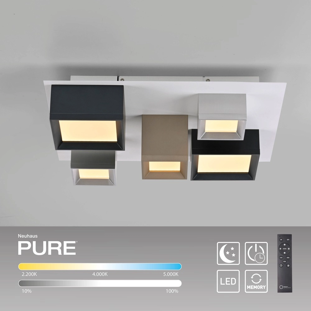 Led plafondlamp Pure Manhattan 5-lichts Paul Neuhaus 4012248396889