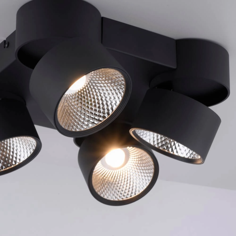 Plafondlamp Pure Nola 4-lichts zwart Paul Neuhaus 4012248372012