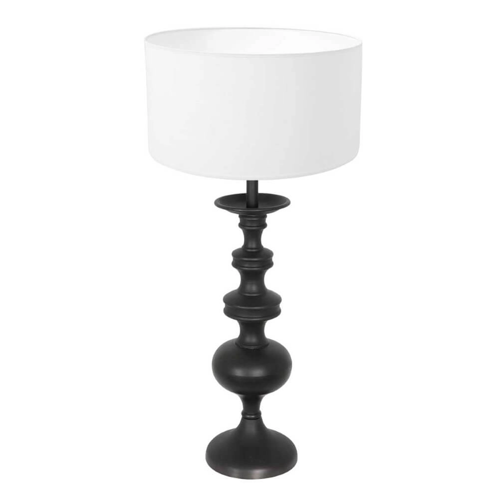 Klassieke schemerlamp Lyons C met witte chintz kap Klassieke schemerlamp Lyons C met witte chintz kap