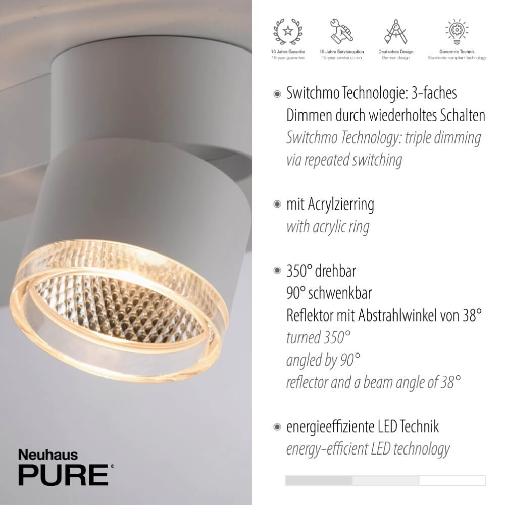 Witte plafondlamp Pure Nola 2-lichts Paul Neuhaus 4012248374542