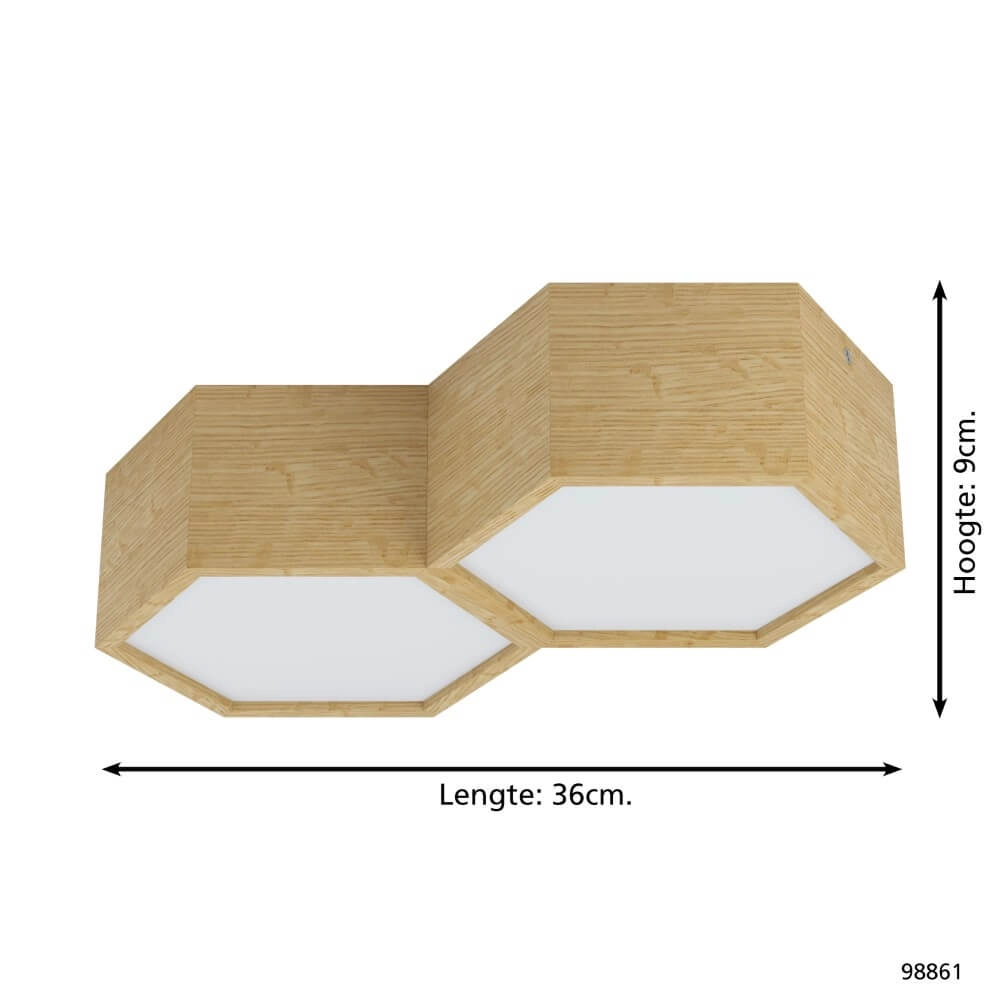 Houten plafondlamp Mirlas 2-lichts Eglo 9002759988616