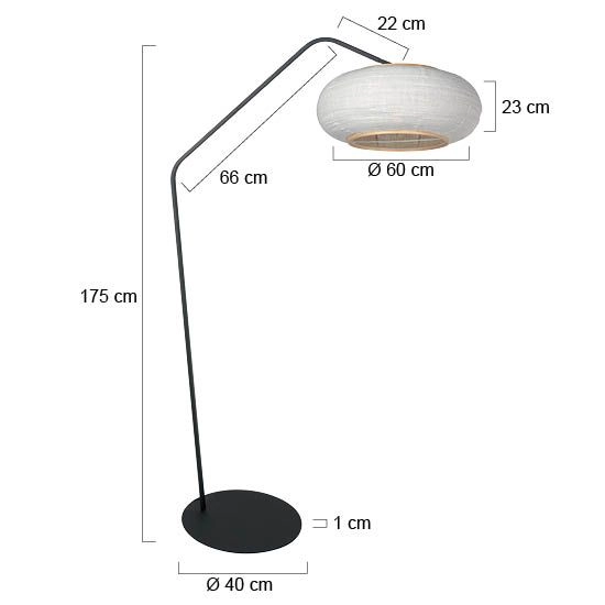 Zwarte vloerlamp Zig-Zag met witte kap Ø60cm Steinhauer 8712746185362