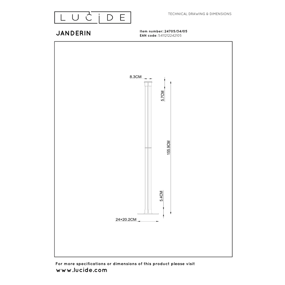 Unieke vloerlamp Janderin champagne Lucide Vibes 5411212242105