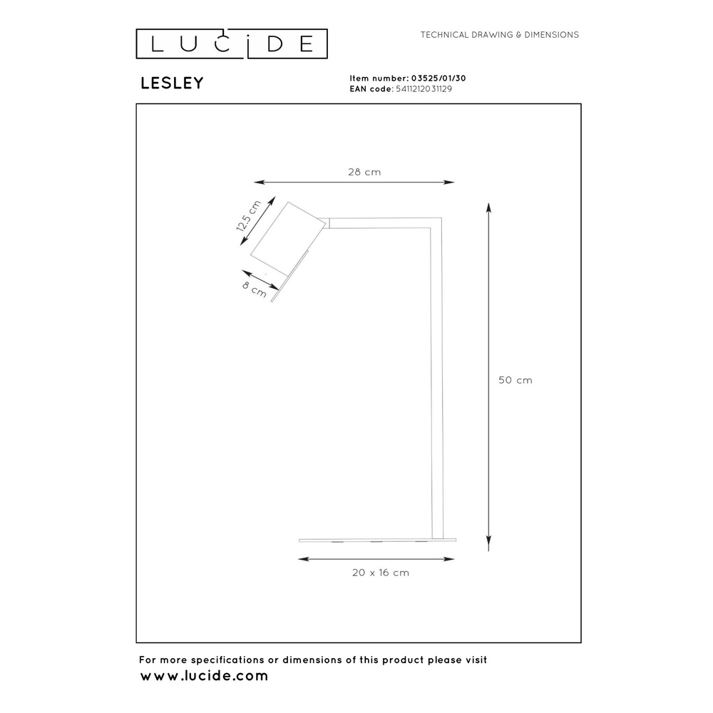 Moderne bureaulamp Lesley zwart Lucide 5411212031129