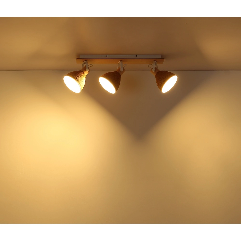 Plafondlamp Lyndon 3-lichts wit met rotan Globo 9007371586745
