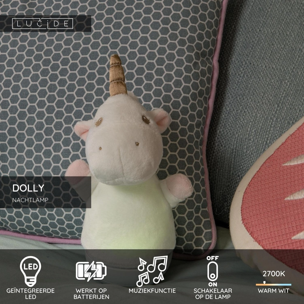 Nachtlampje Dolly op batterij met muziekfunctie - wit Lucide 5411212771445