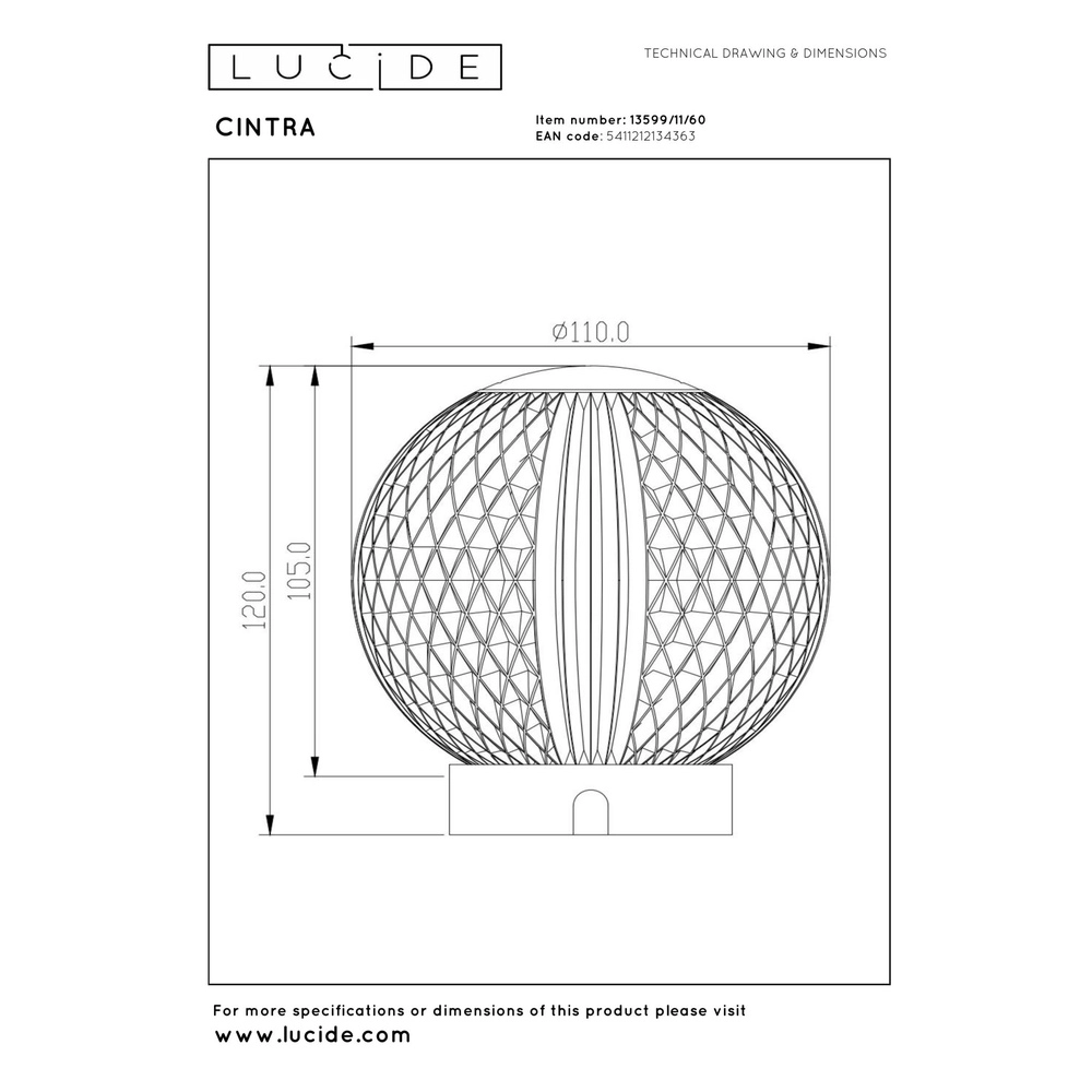 Gouden tafellampje Cintra oplaadbaar Ø 11cm - 3000K Lucide 5411212134363