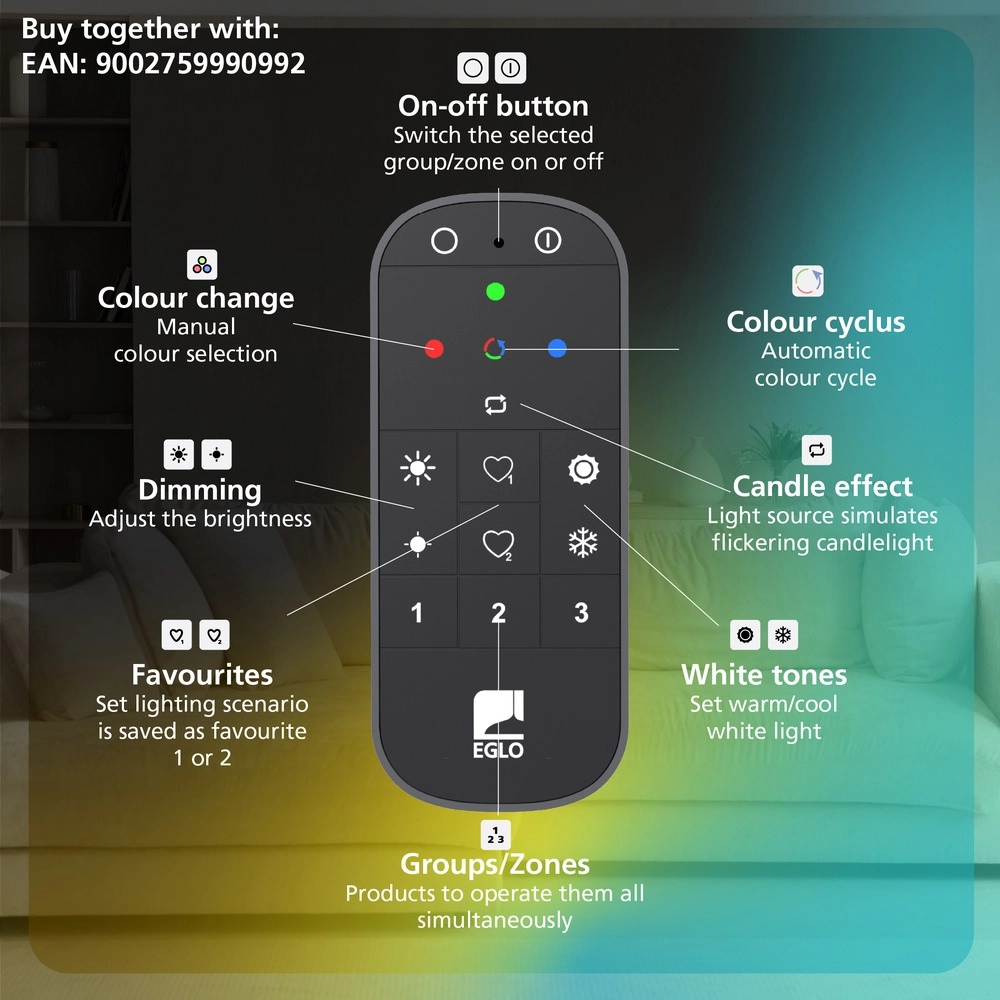 Smart hanglamp Flatron-Z zwart 100,5cm Eglo 9008606390571