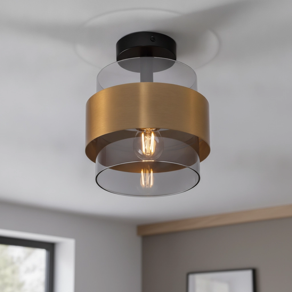 Plafondlamp Sianna Ø 18cm zwart met goud