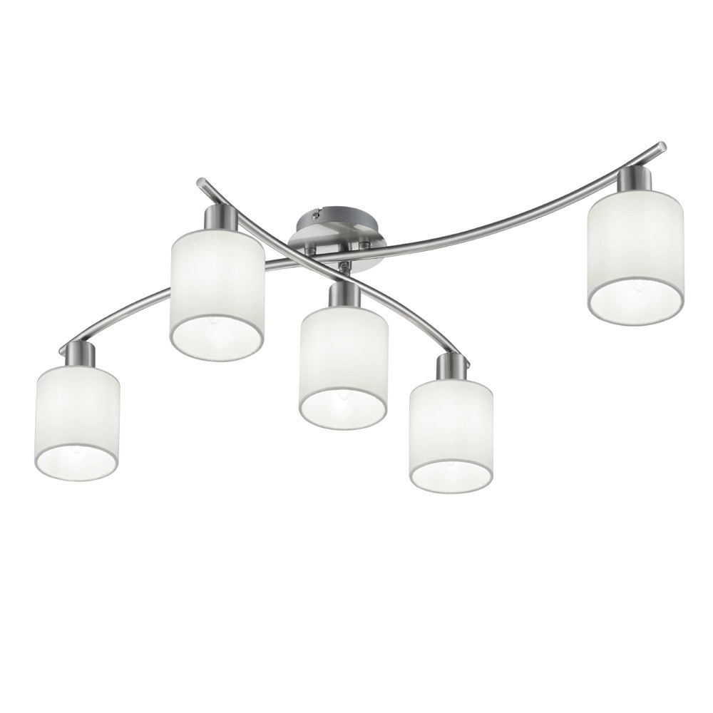 Plafondlamp Garda 5-lichts nikkel mat met wit