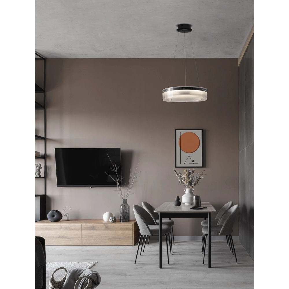 Design hanglamp Pauline zwart met glas Ø 55cm Lyora 5212017445377