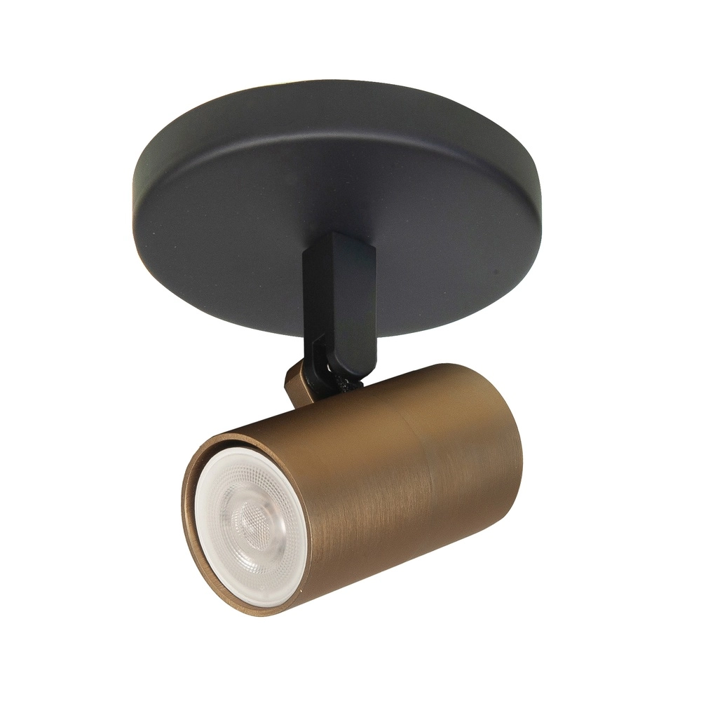 Opbouwspot Piccolo zwart met messing enkel