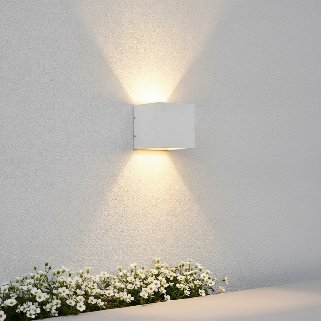 Buitenlamp up down Cube 10cm - wit