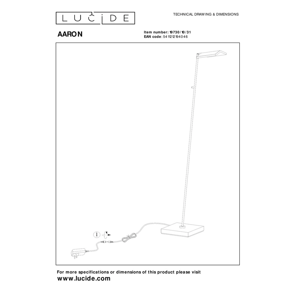 Led leeslamp Aaron design wit Lucide 5411212194046