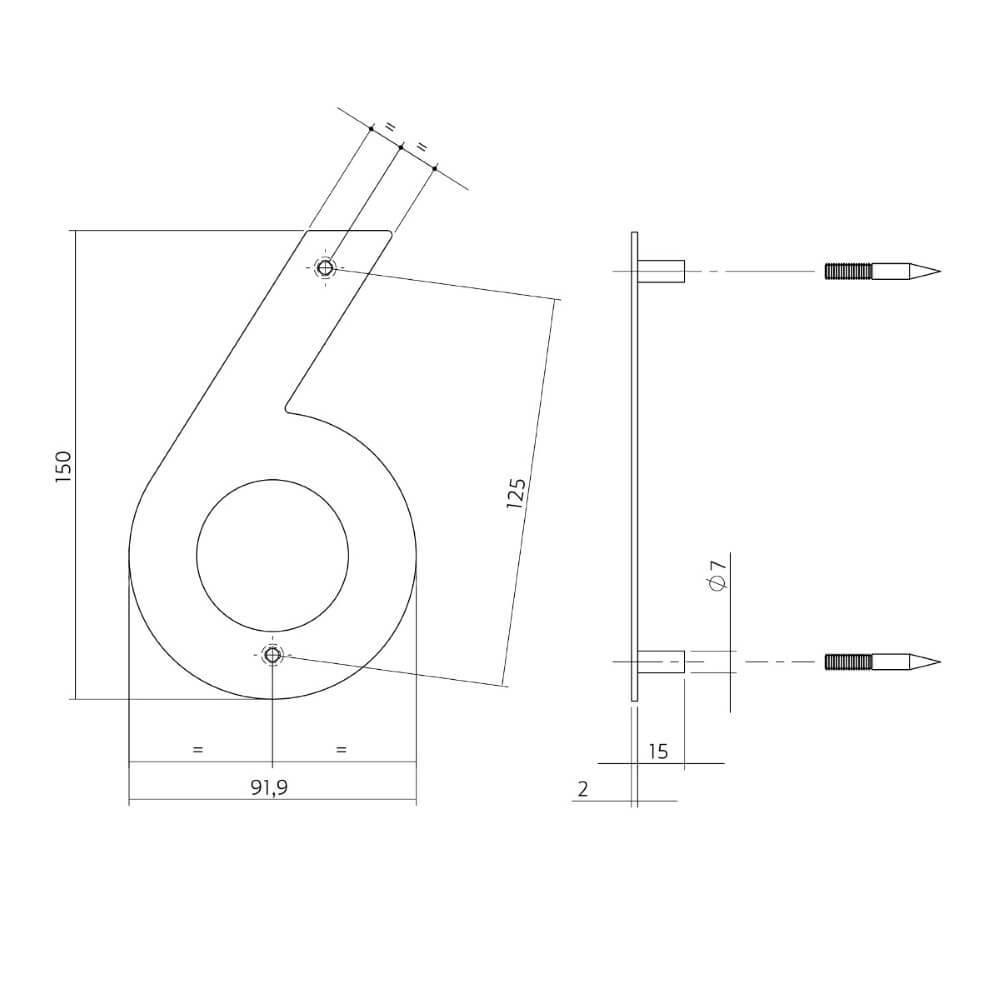 Huisnummer 6 Numbra 150x2mm RVS Intersteel 8714186126752