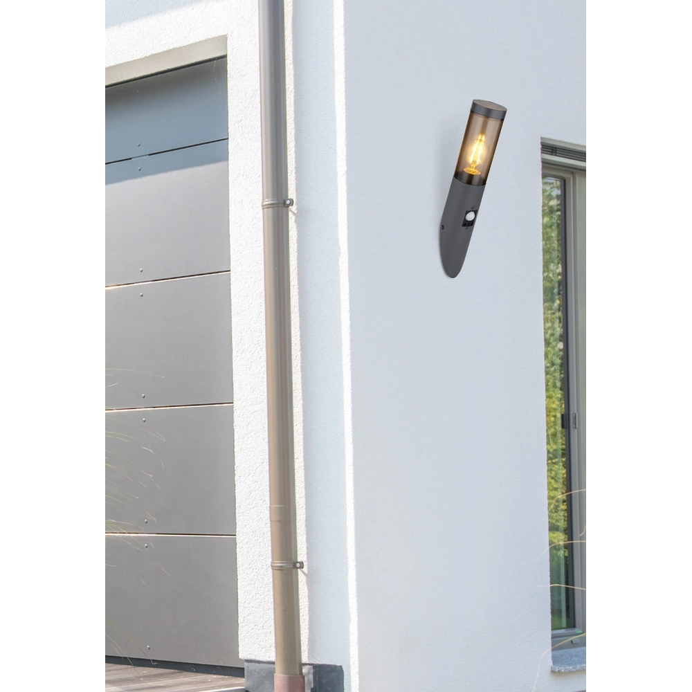 Buitenlamp Boston antraciet met smoke en sensor Globo 9007371439720