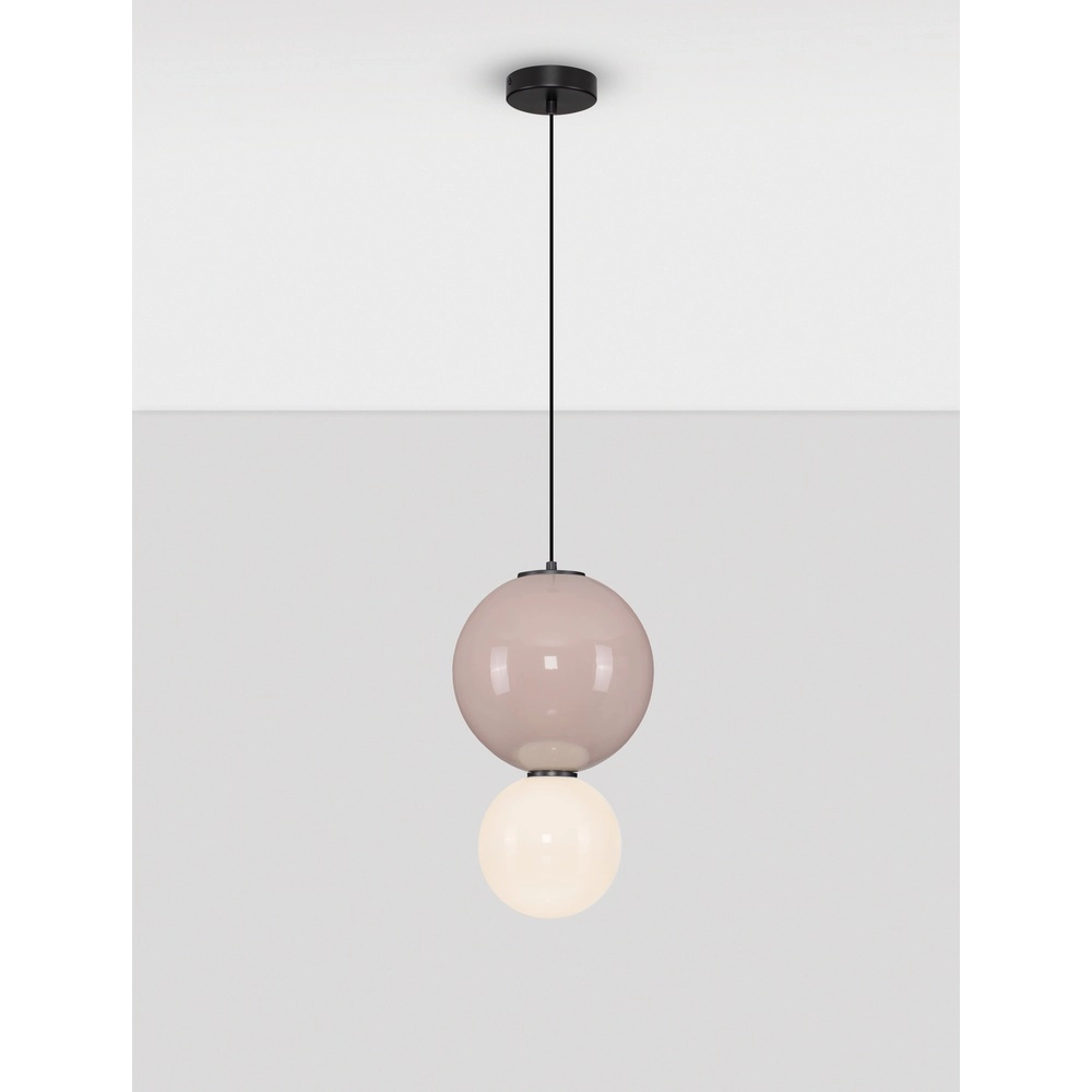 Pendant lamp Noesis Ø 25cm mocha brown with white Lyora 5212017483638