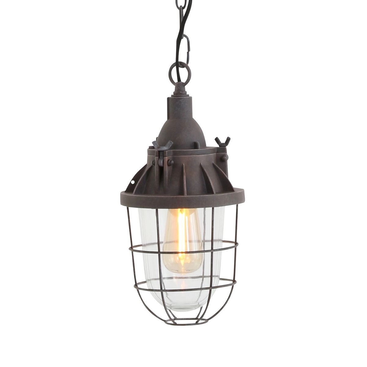 Landelijke hanglamp Mistral 17cm antiek bruin