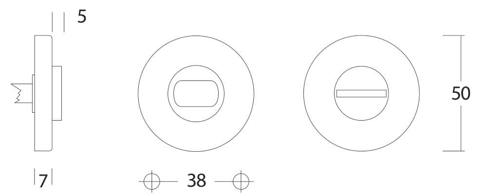 WC-sluiting Tira messing gelakt Ø 5cm Intersteel 8714186009635