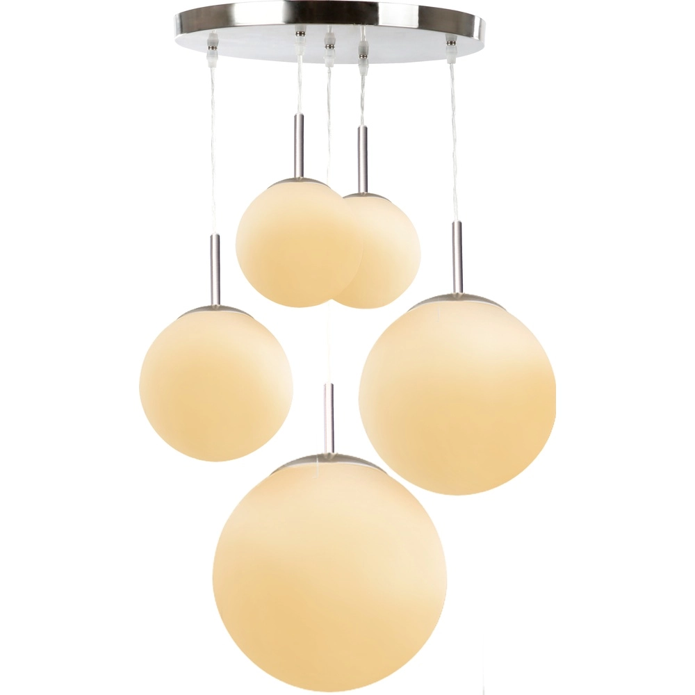 Design hanglamp Balla 5-lichts nikkel met wit