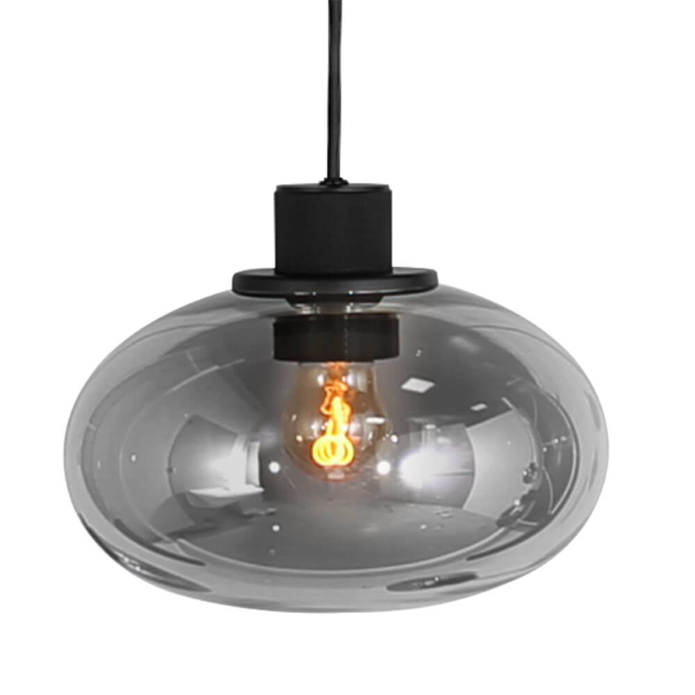 Eettafel hanglamp Reflexion zwart met rookglas Steinhauer 8712746172959