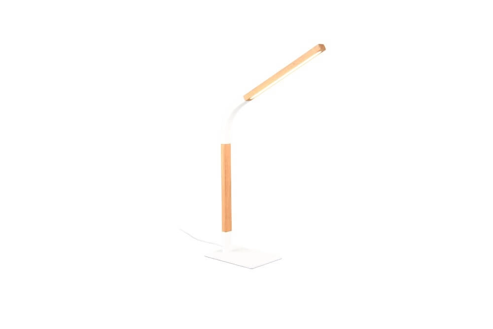 Flexibele tafellamp Norris wit met hout Trio 4017807600001