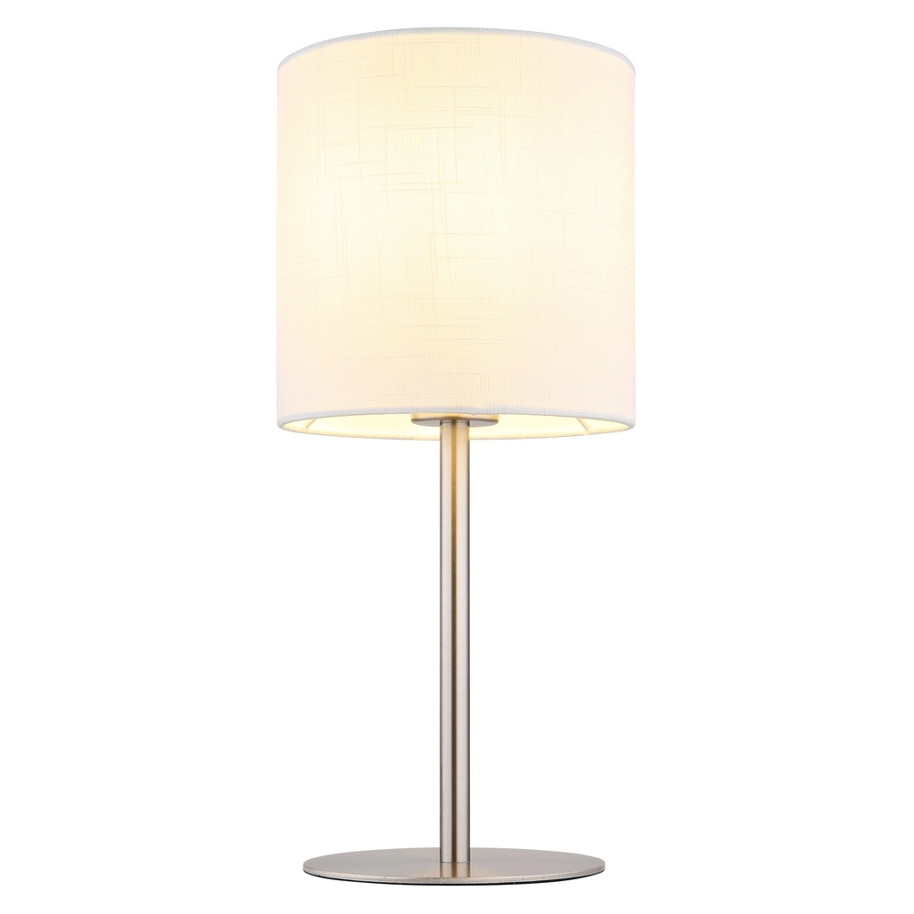 Tafellamp Benson nikkel met witte kap Globo 9007371566402