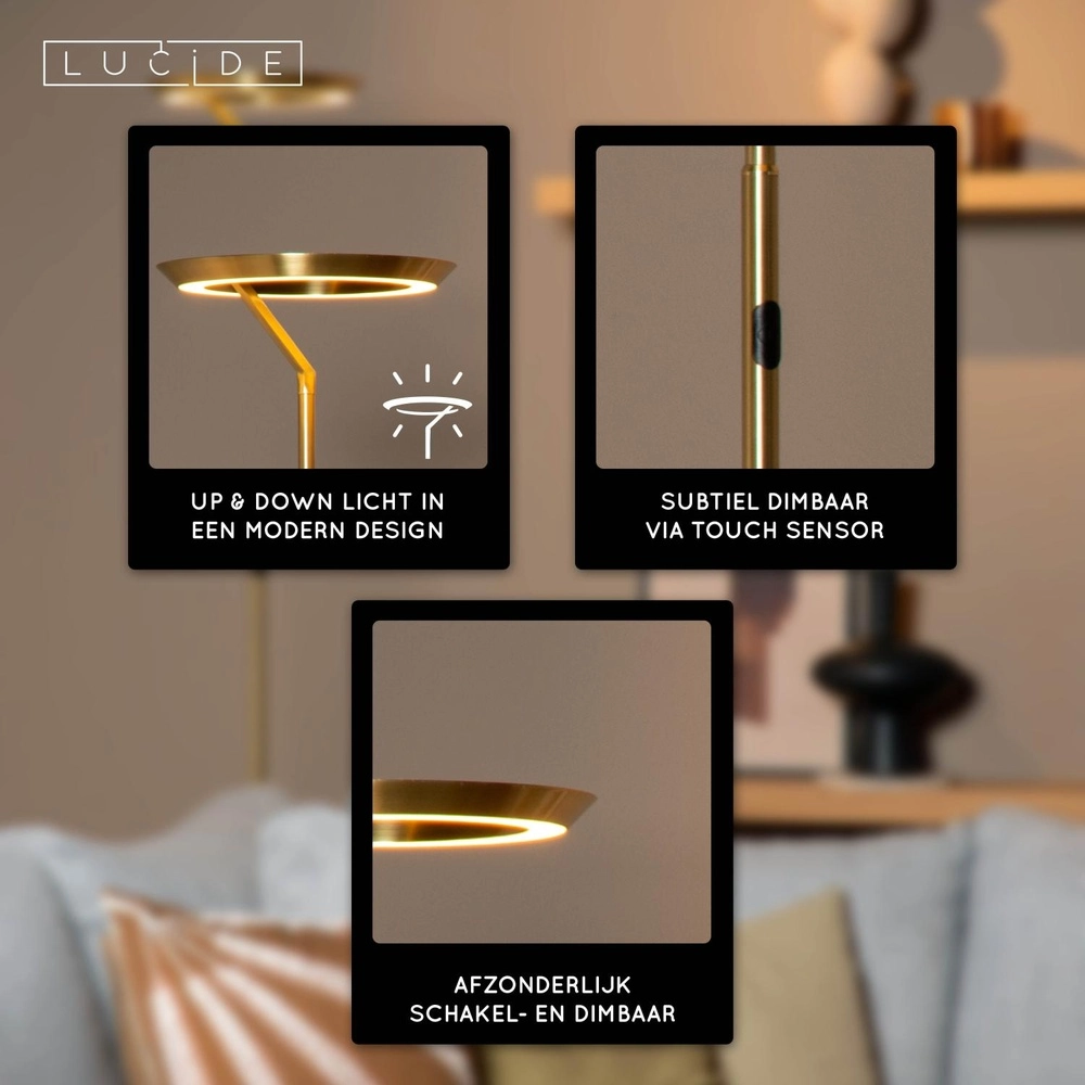 Design vloerlamp Celeste goud Ø 28cm Lucide 5411212031921