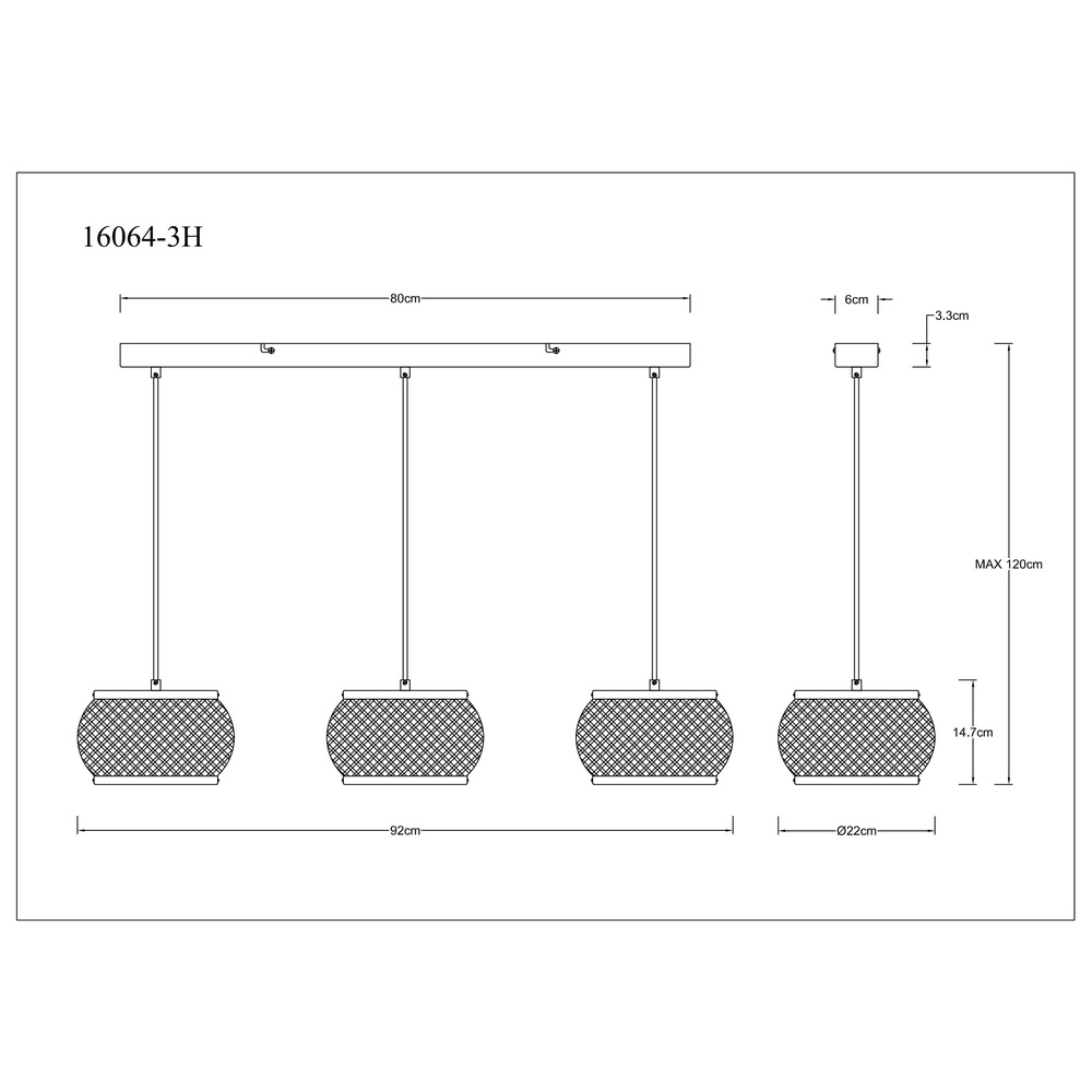 Hanglamp Bambora 3-lichts met bamboe Globo 9007371566860