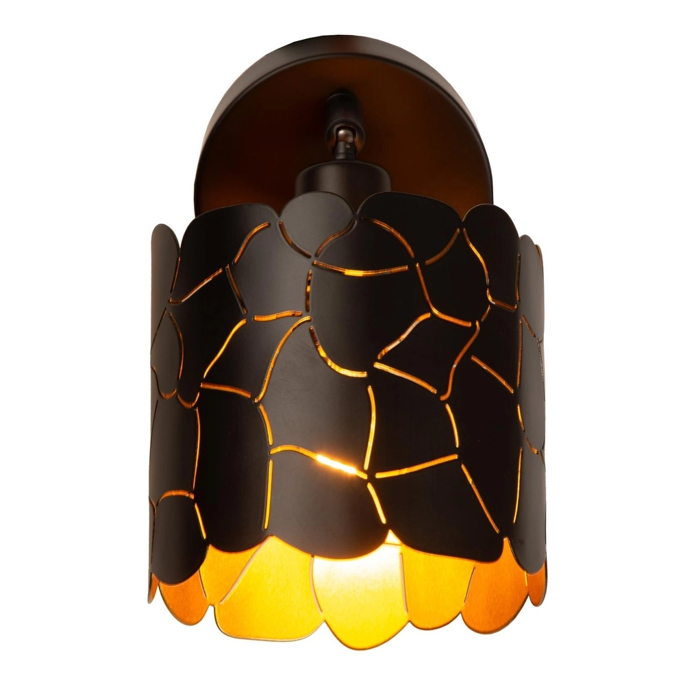 Wandlamp Almelo zwart met gouden binnenkant Lucide 5411212211866