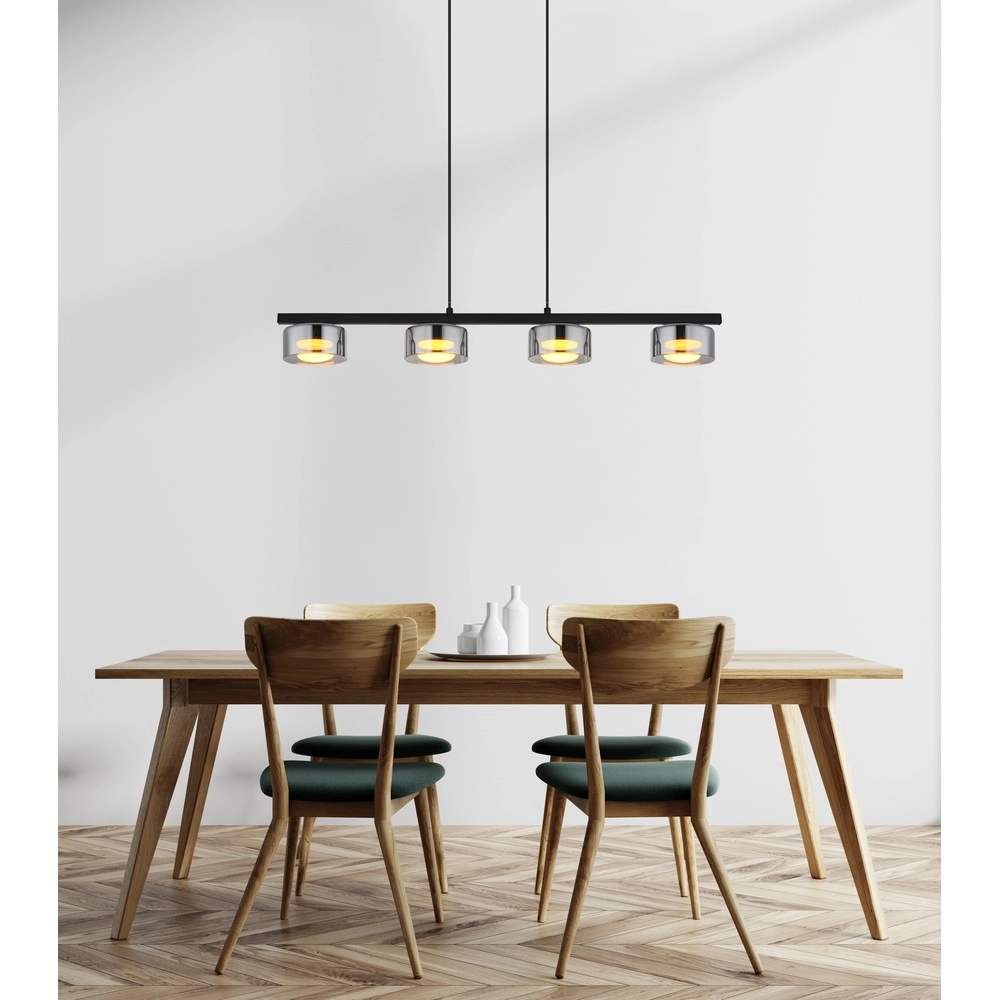 Design hanglamp Higgins 4-lichts zwart Globo 9007371525829