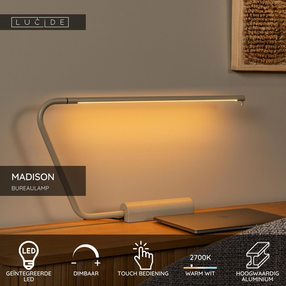 Design bureaulamp Madison zand bruin Lucide 5411212441935