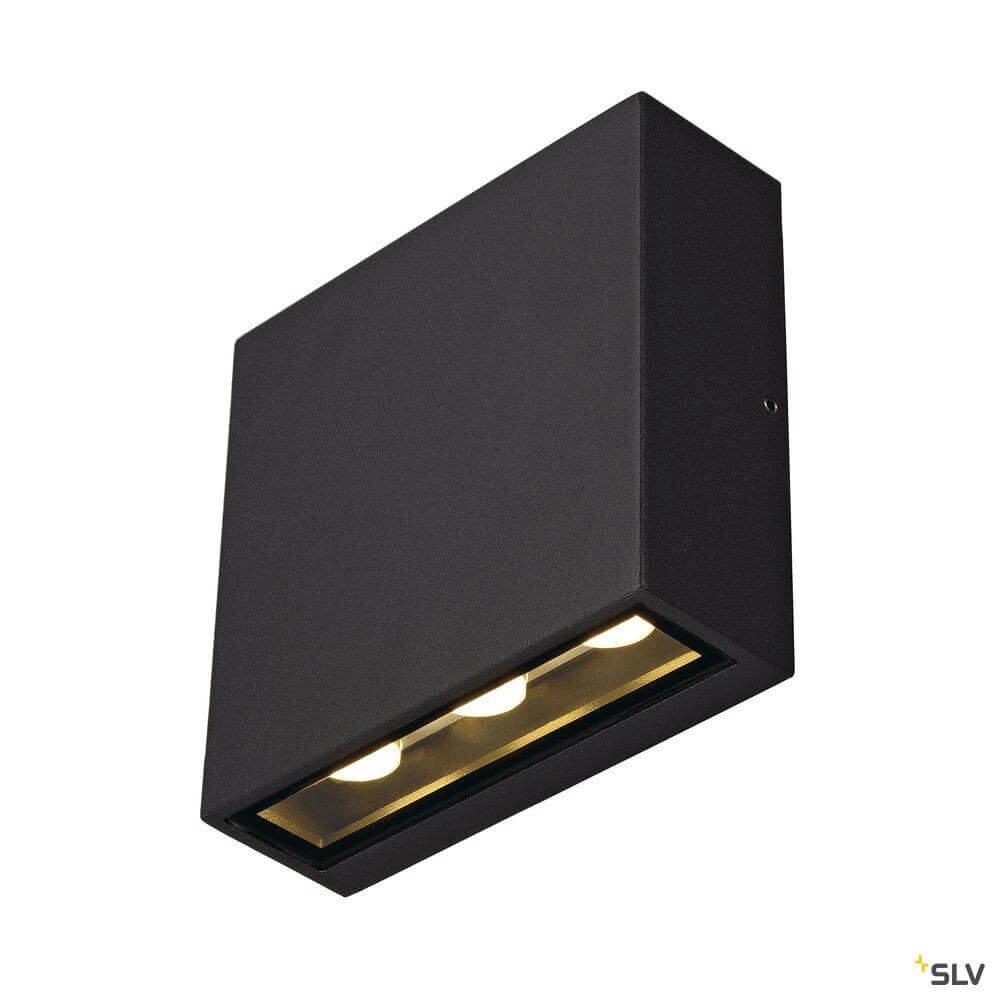 Strakke muurlamp Big Quad zwart