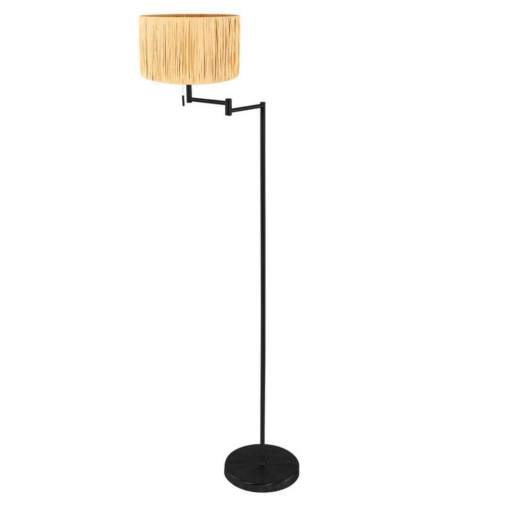 Vloerlamp Bella zwart met strokleurige kap Steinhauer 8712746174595