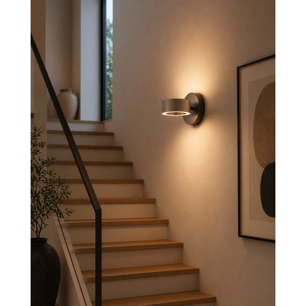 Wandlampje Axion zwart met bruin Brilliant 4004353477140