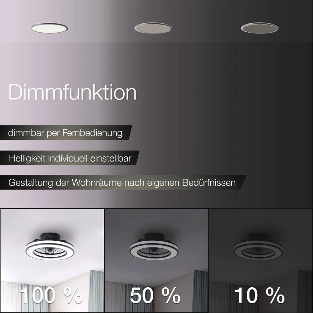 Zwarte plafondventilator Mondello met RGB lamp Brilliant 4004353453298