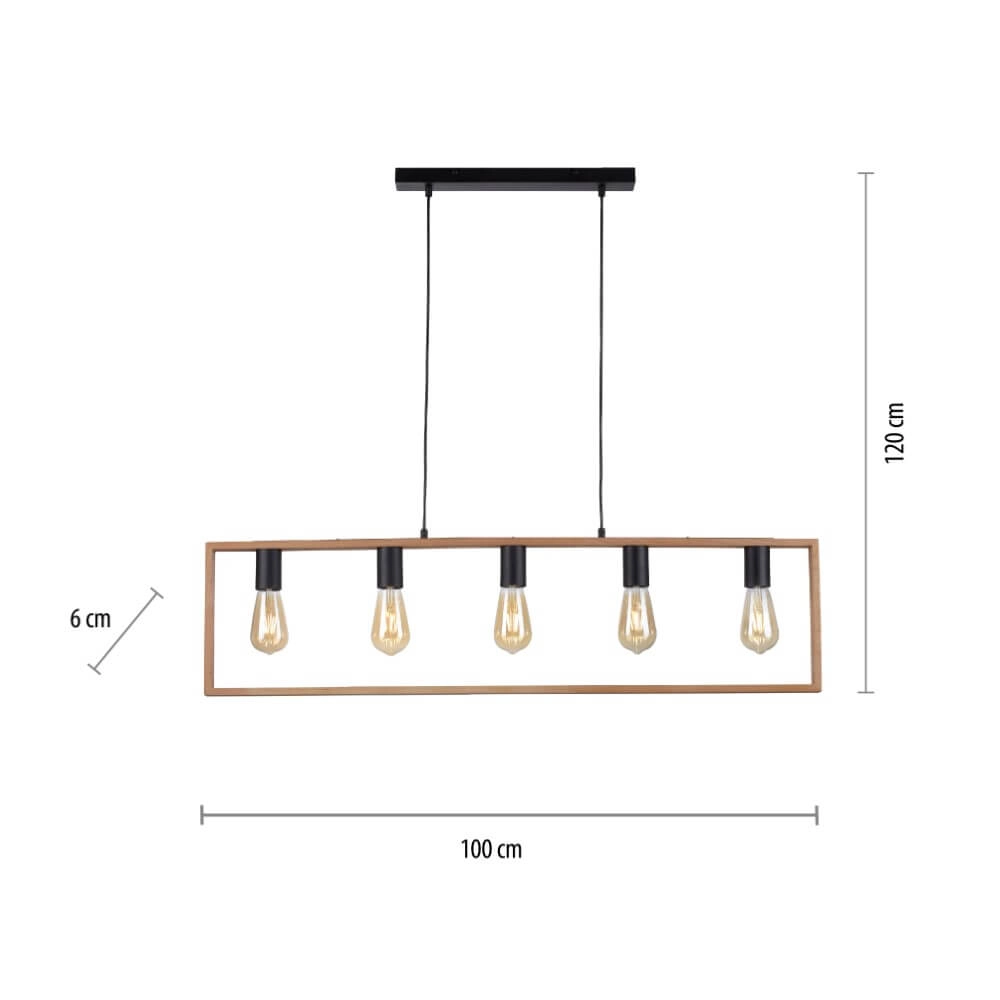 Landelijke hanglamp Franky 5-lichts Just Light 4043689966447