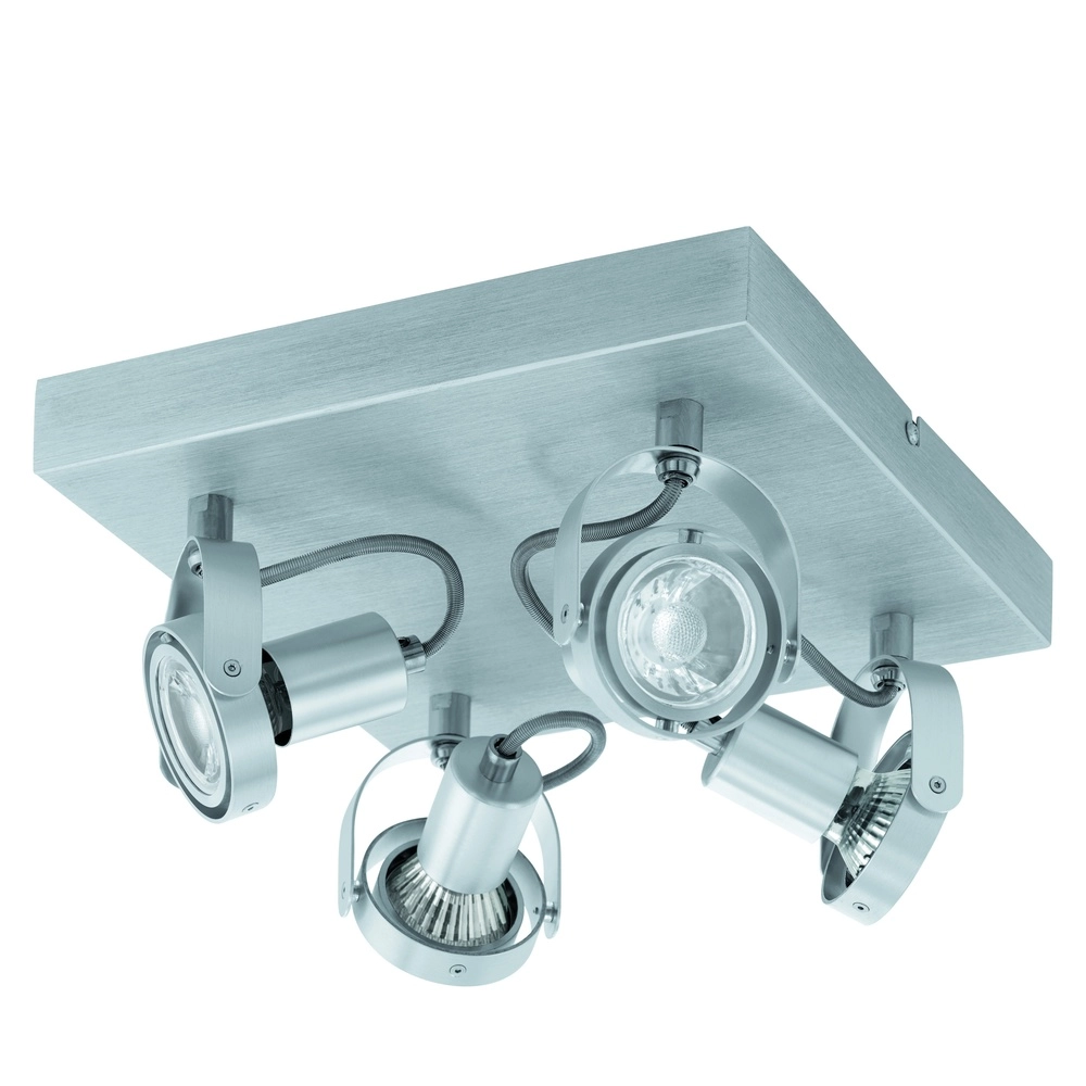 Vierkante plafondlamp Novorio geborsteld metaal