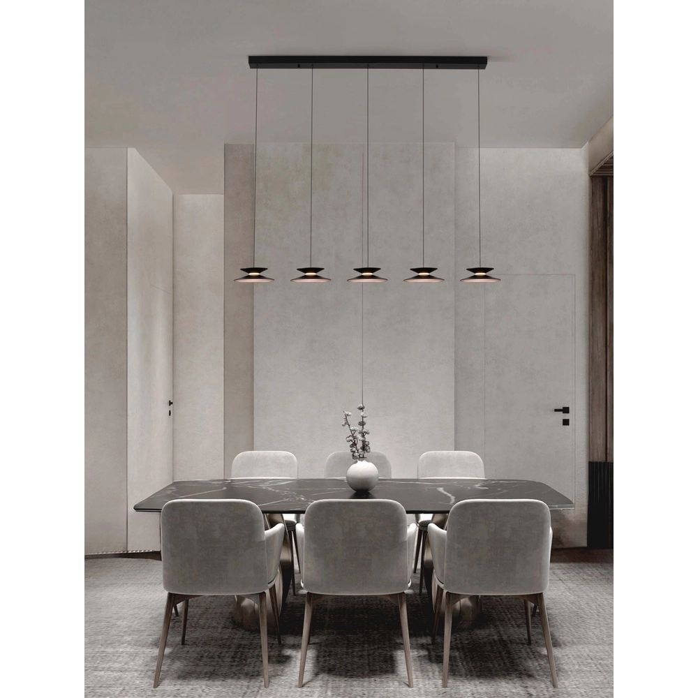 Design hanglamp Morfi recht 5-lichts zwart Design hanglamp Morfi recht 5-lichts zwart