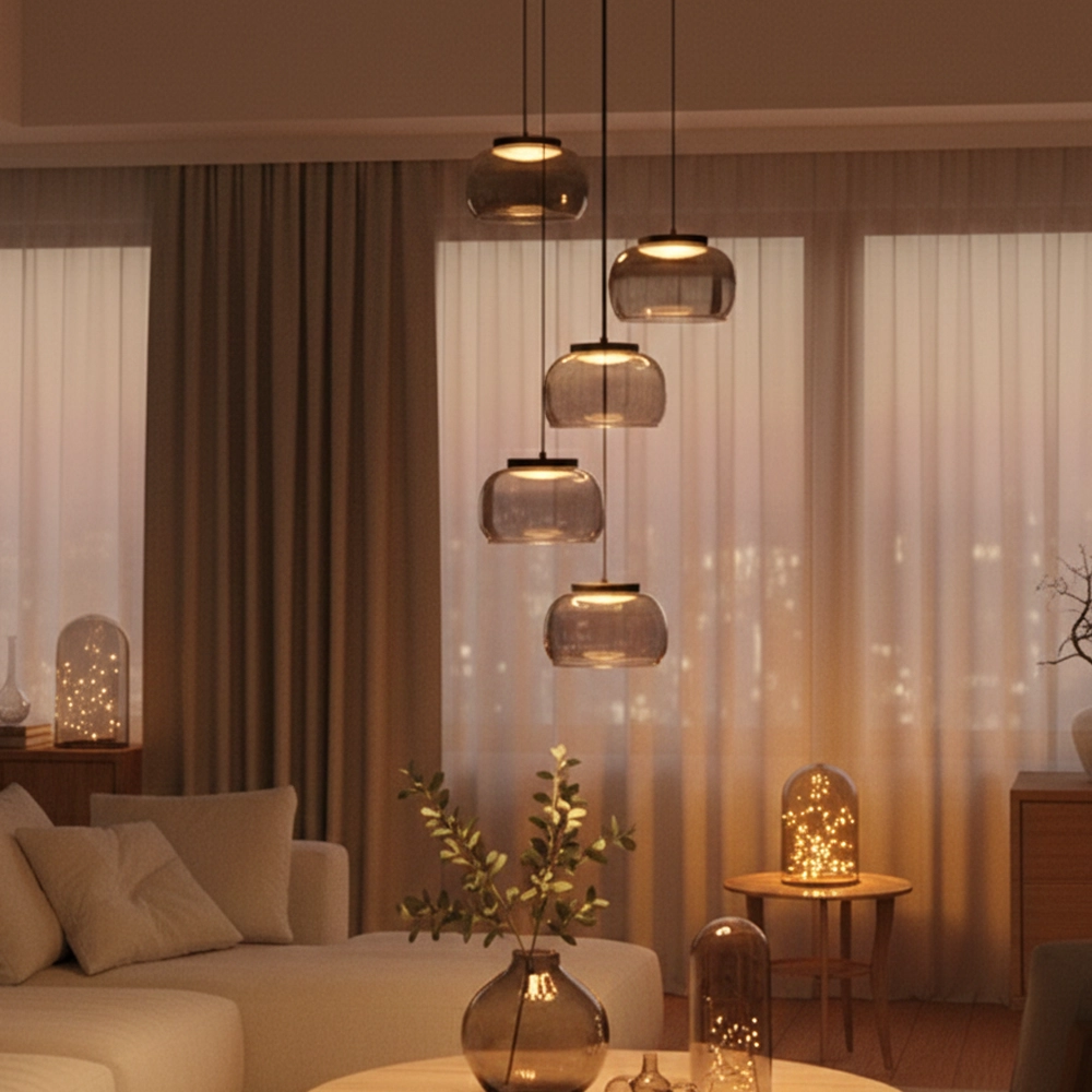 Moderne hanglamp Bios 5-lichts zwart
