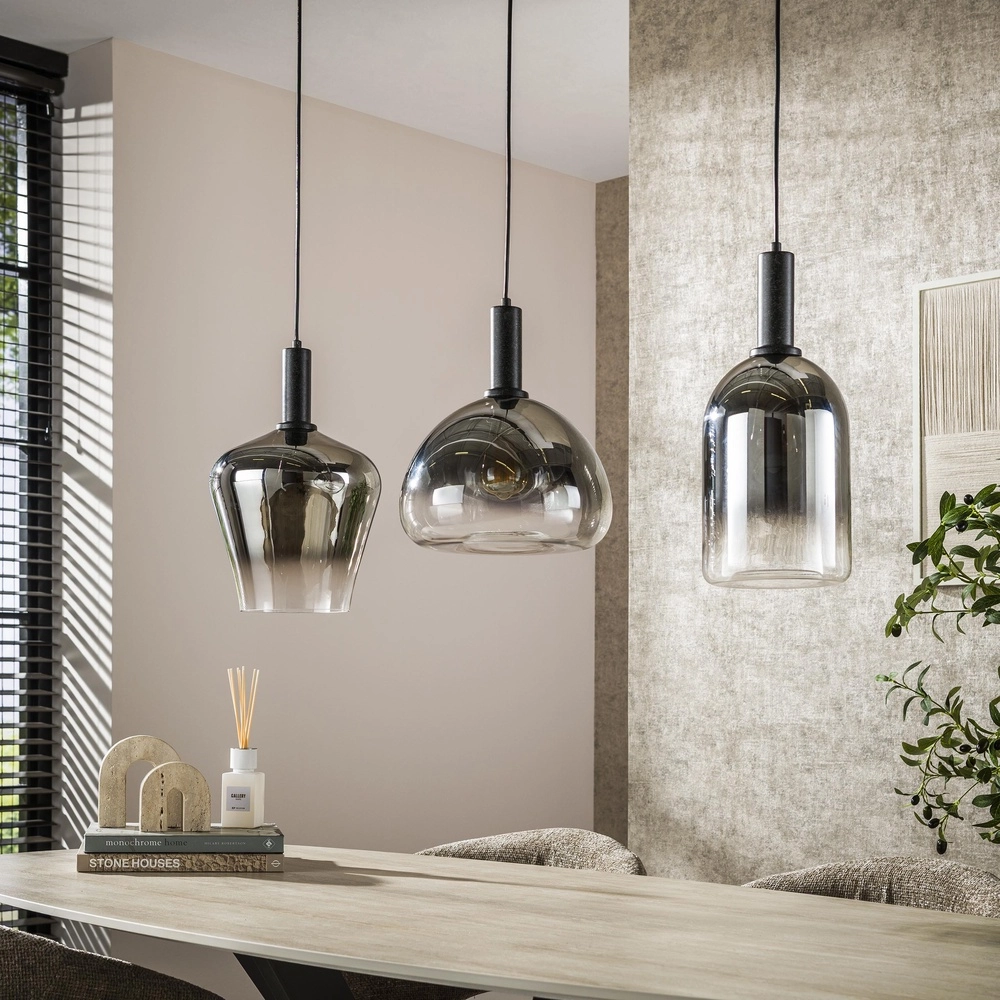 Glazen eettafellamp Zenith 3x smoke glas Lyora 8716803511026