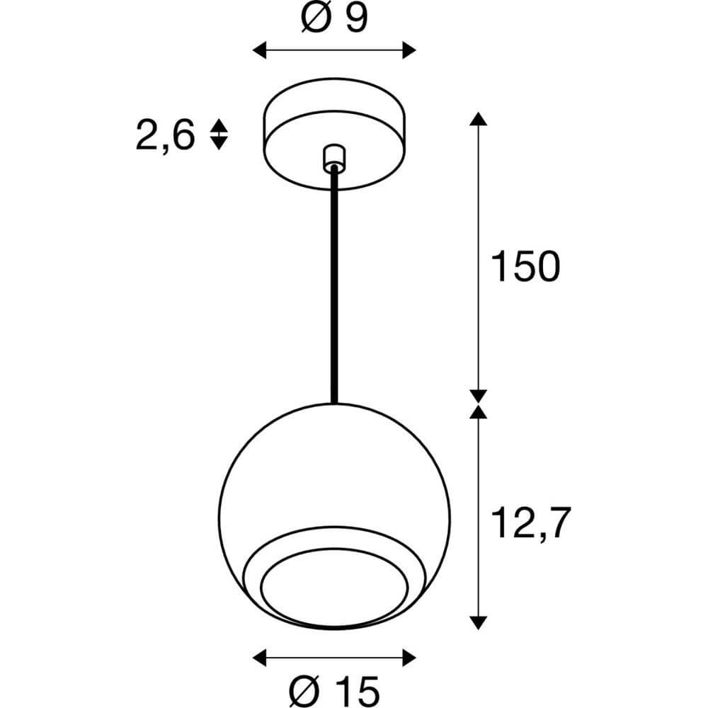 Strakke hanglamp Light Eye 150 zwart Ø 15cm SLV 4024163295482