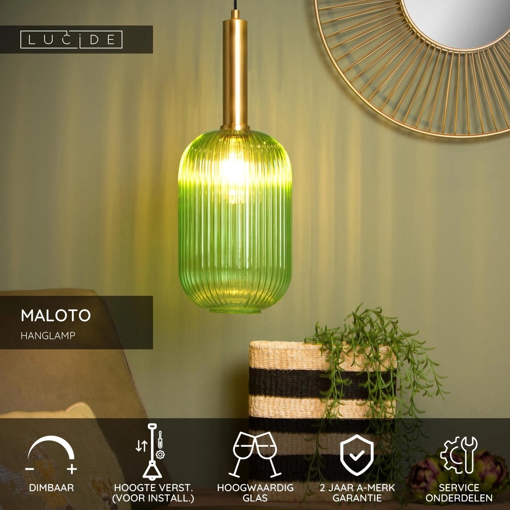 Hanglamp Maloto Ø 20cm groen Lucide 5411212451170