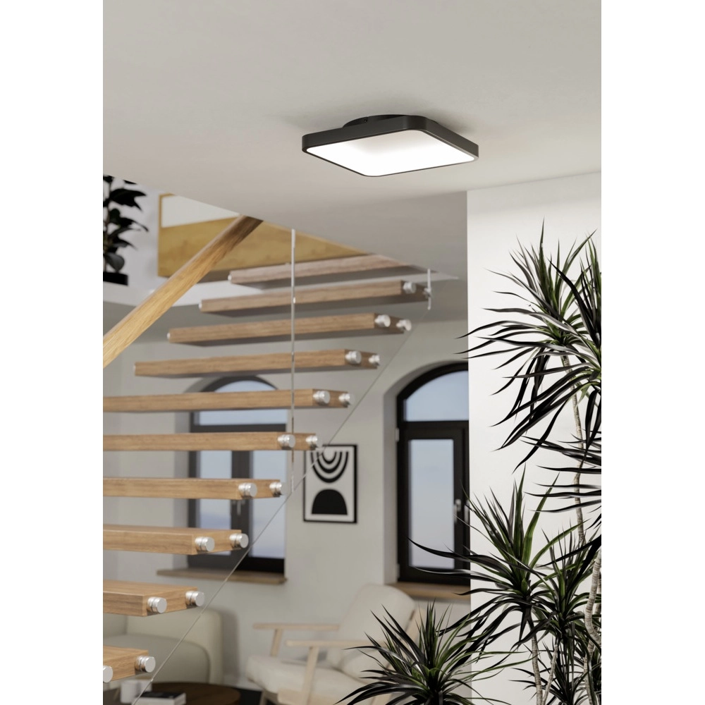 Vierkante plafondlamp Loretello-Z smart zwart Eglo 9008606358229
