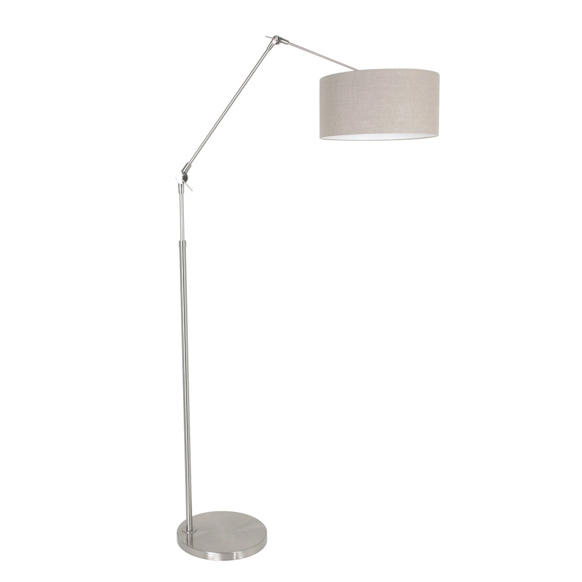 Vloer Leeslamp Prestige Chic RVS met 40cm taupe lampenkap Vloer Leeslamp Prestige Chic RVS met 40cm taupe lampenkap